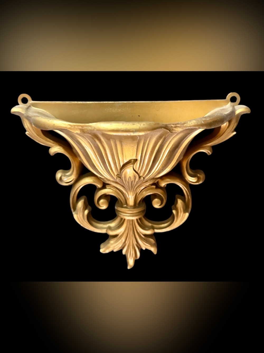 Wall Pocket Planter Dart Hollywood Regency Ornate Gold Acanthus Vintage 1962